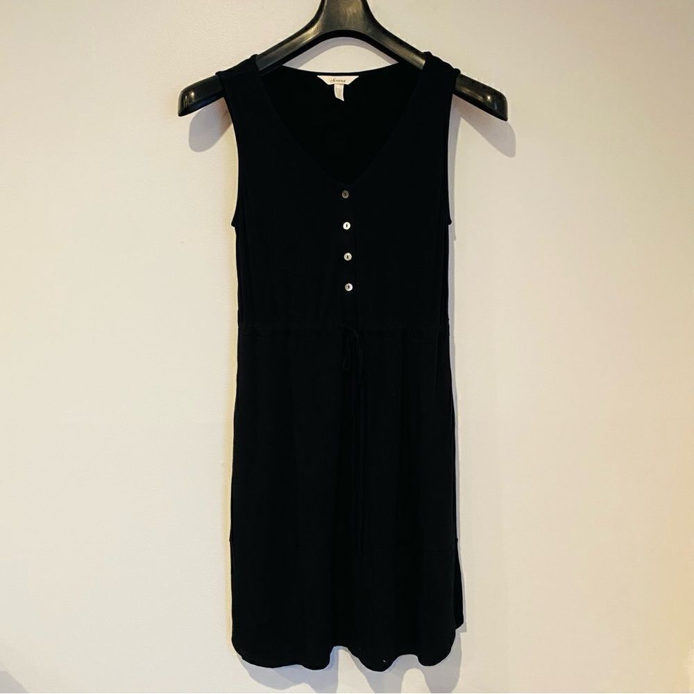 Soma Black Sleeveless Button Top Drawstring Waist Dress Size Small